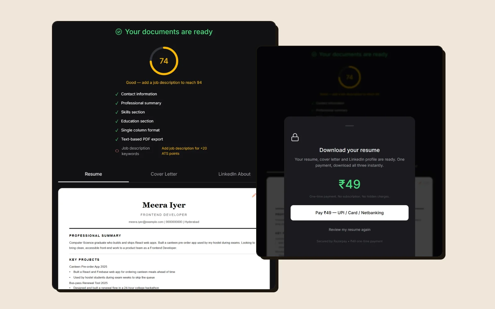 MyResumeAI — personal product